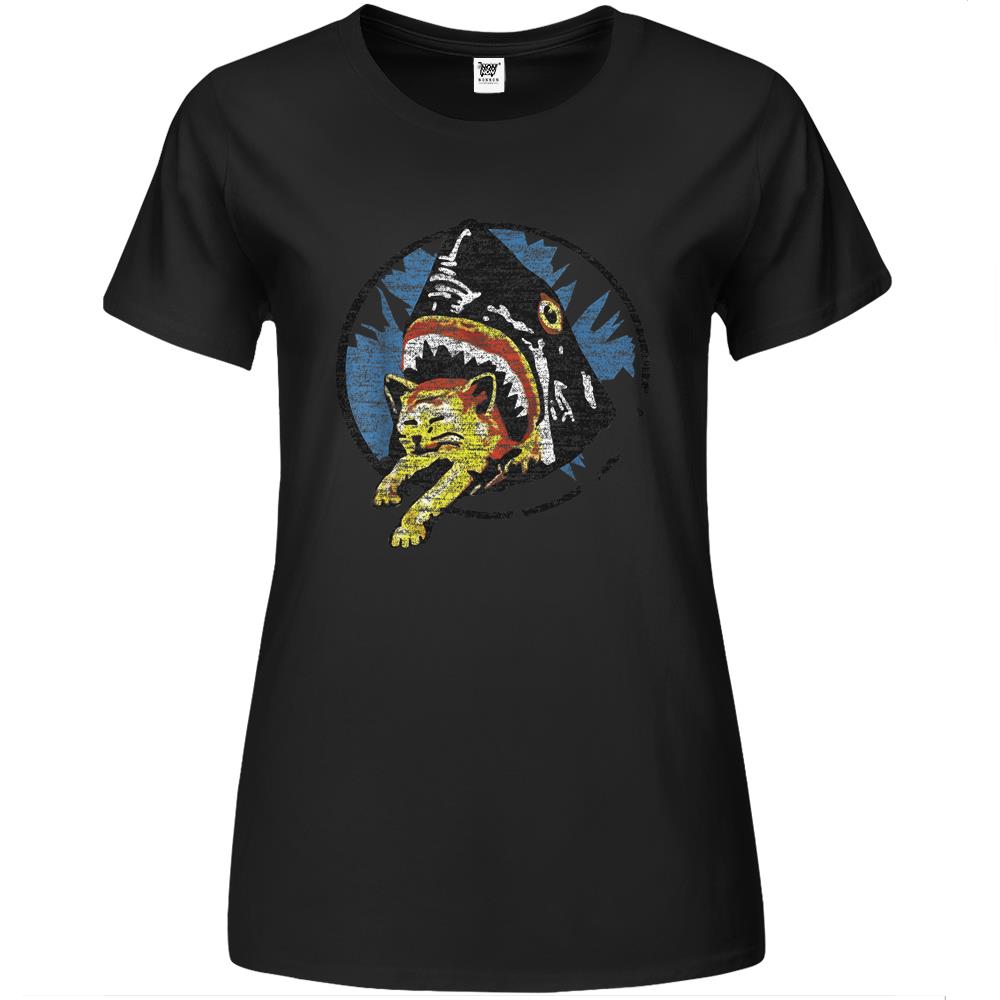 Shark Eating A Cat Premium Womens T Shirts