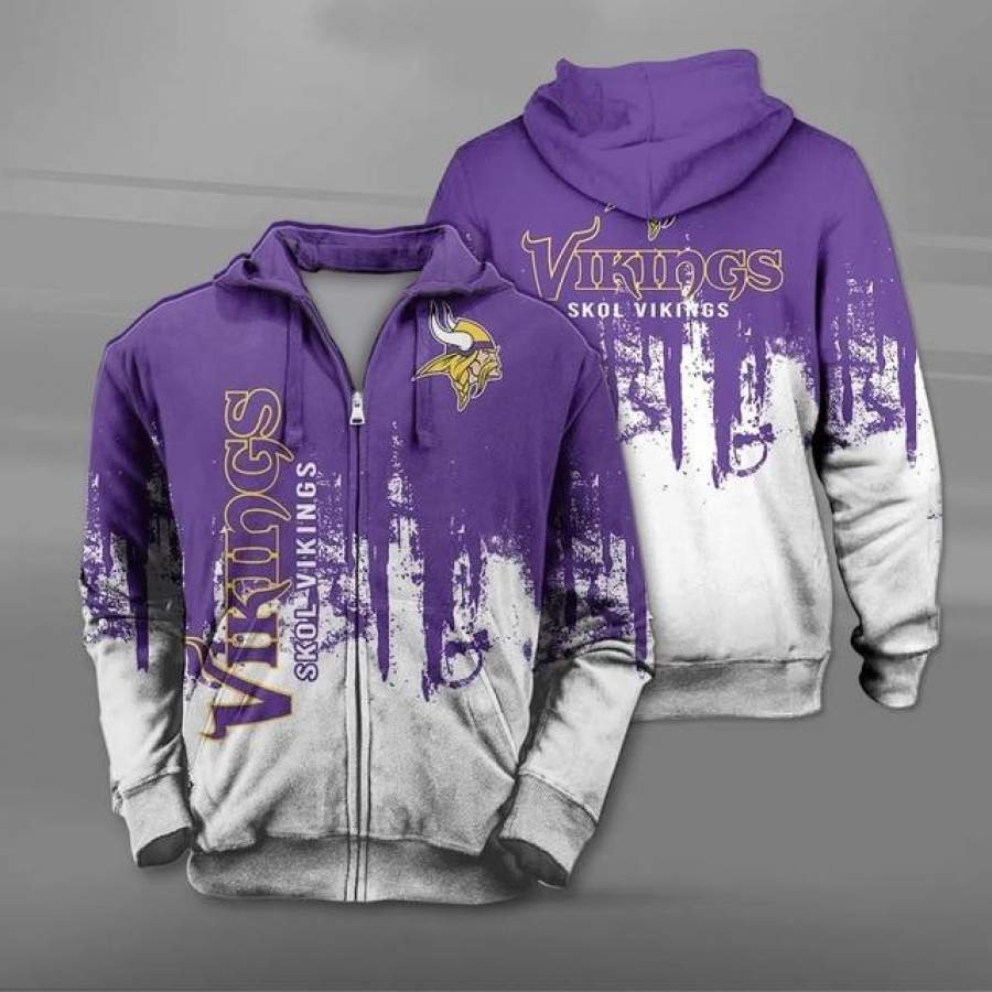 Minnesota Vikings 3D Zipper Hoodie