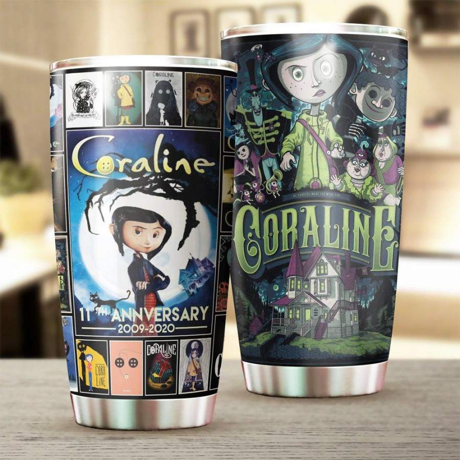 Coraline Stainless Steel Tumbler 20 Oz, Coraline Stainless Steel Mug Cartoon