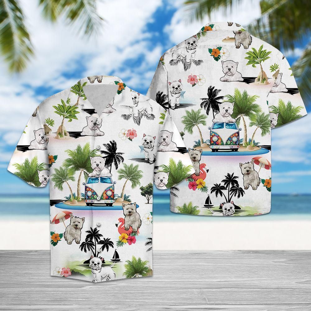 West Highland White Terrier Vacation Aloha Hawaiian Shirt Colorful Short Sleeve Summer Beach Casual Shirt For Men And Women