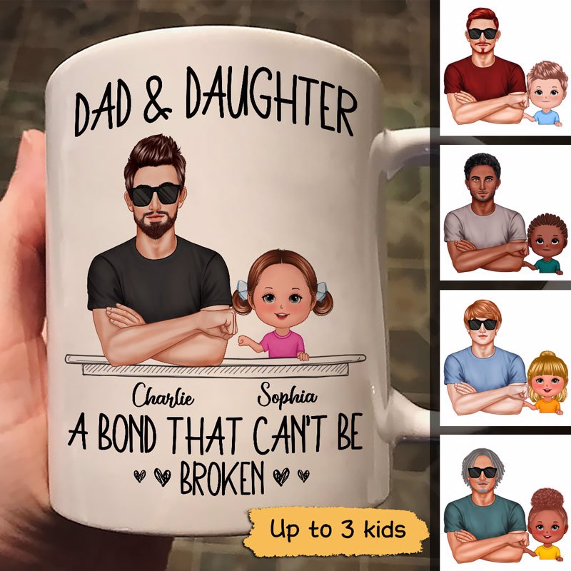 Dad And Son Daughter Fist Bump Bond Can‘T Be Broken Personalized Mug