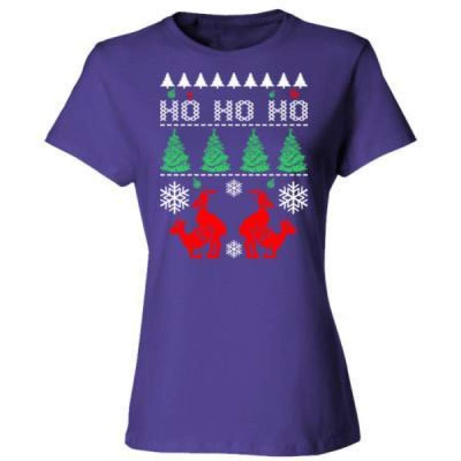 AGR Ho Ho Ho Ugly Sweater Reindeer Christmas – Ladies’ Cotton T-Shirt