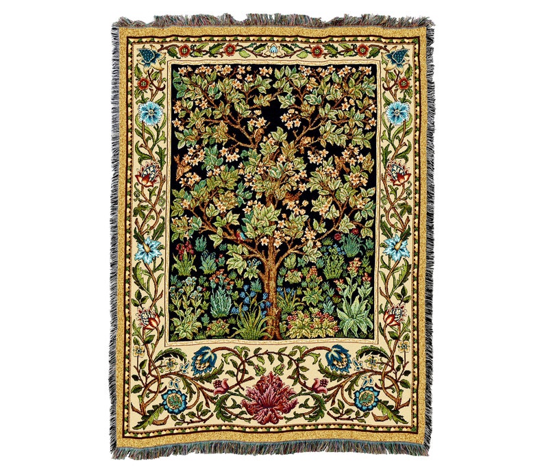 Tree Of Life Arts And Crafts Vintage Retro Style Couch Sofa Blanket,  Woven Throw Blanket Home Decor