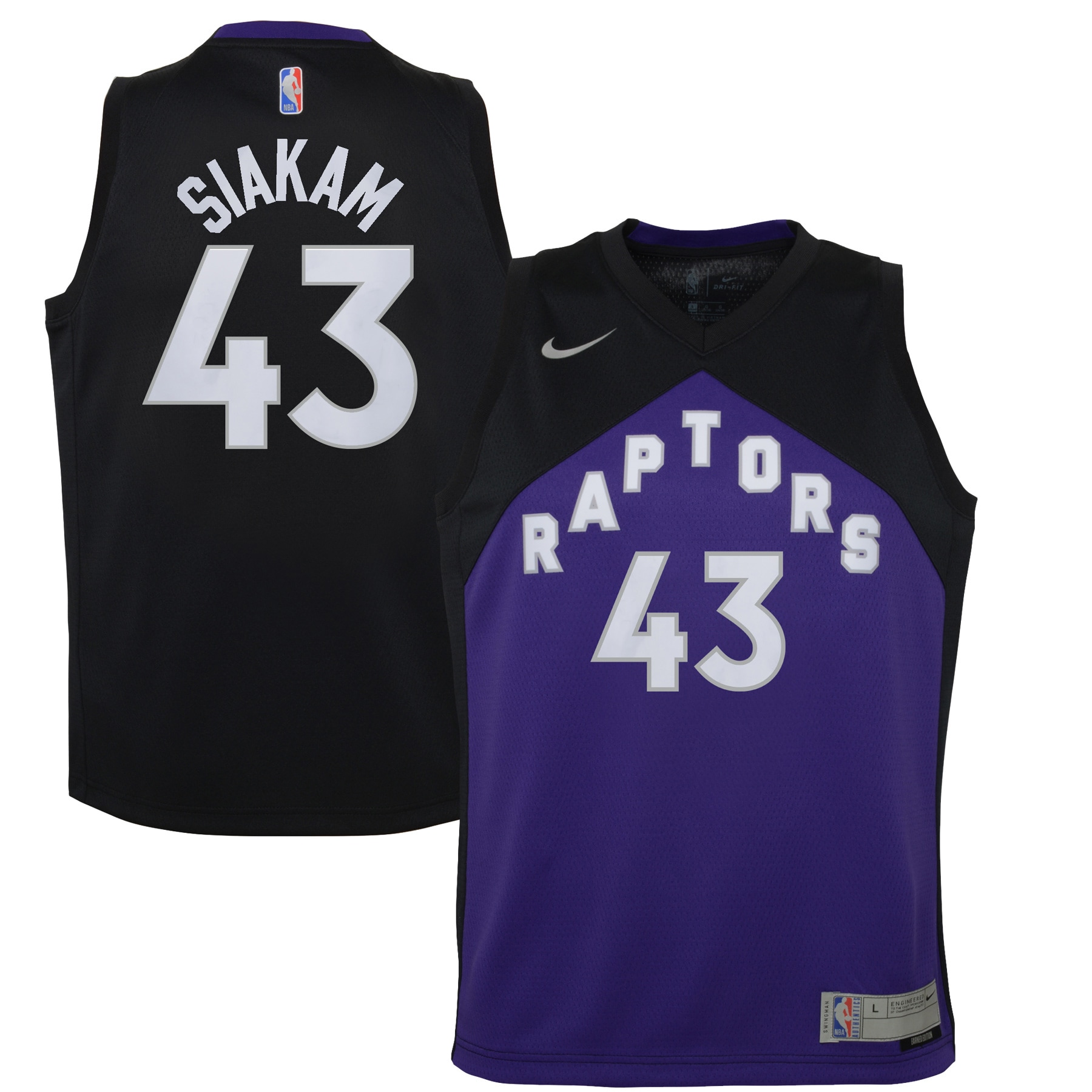 Pascal Siakam Toronto Raptors Youth 2020/21 Swingman Player Jersey Black/Purple – Earned Edition