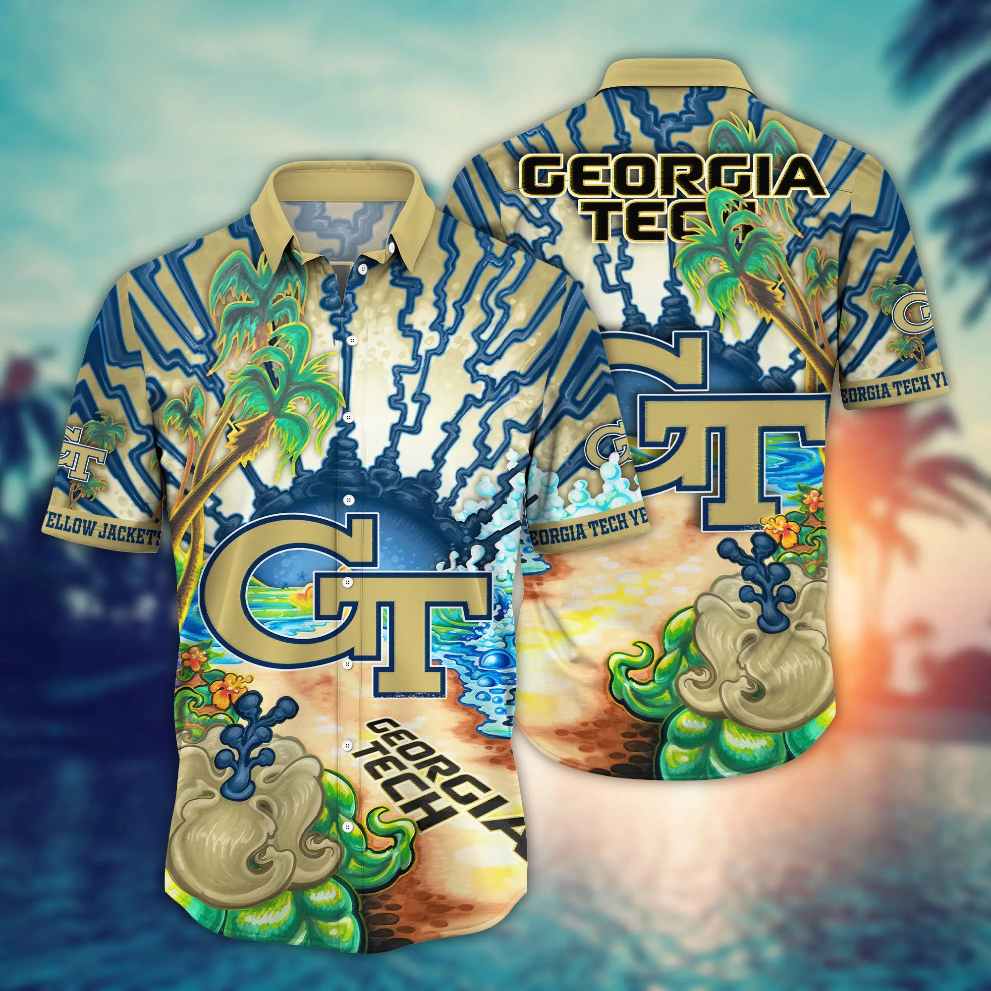 Georgia Tech Yellow Jackets NCCA Hawaiian Shirt Vacation Spotstime Soccer Shirts