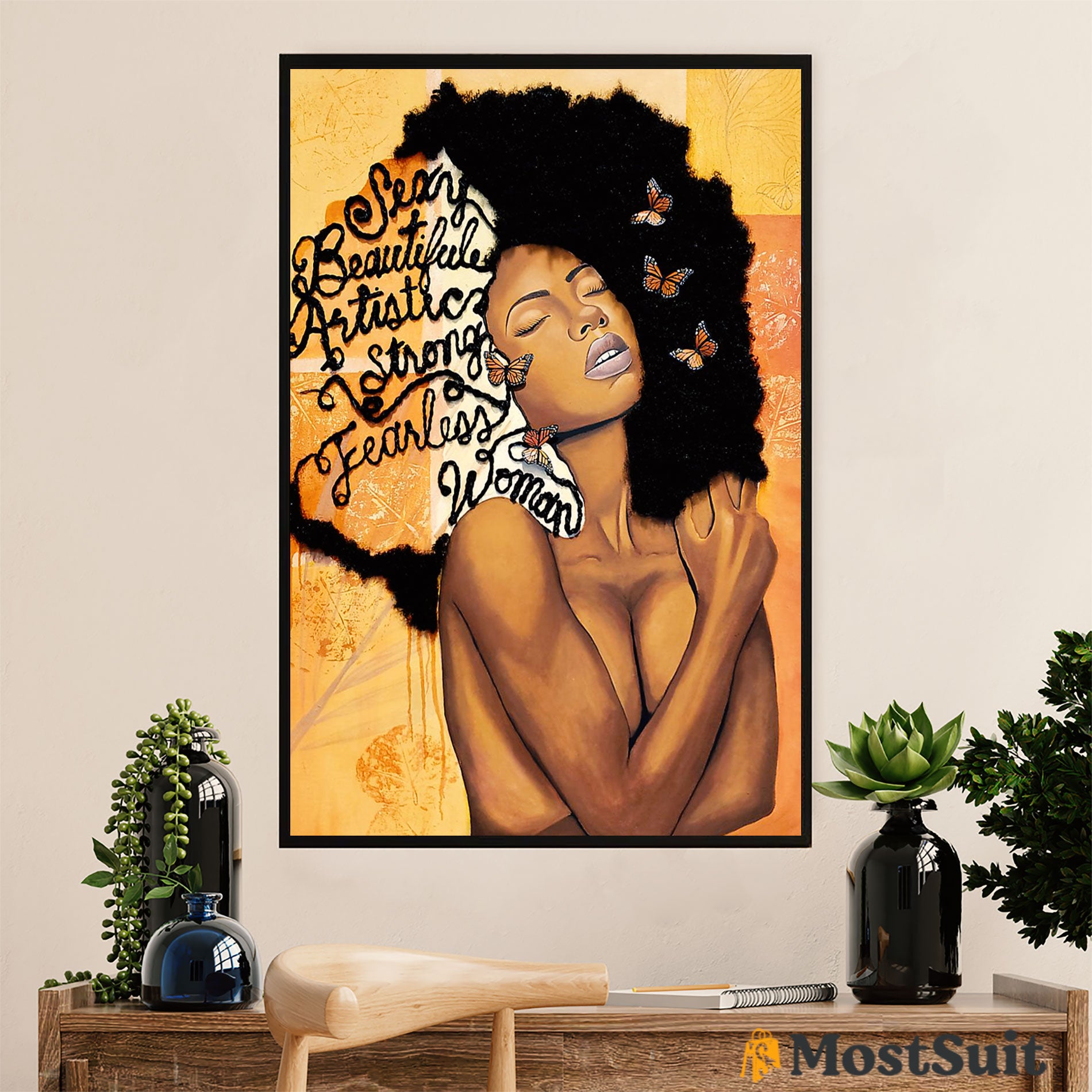 African American Afro Poster | Gift For Black Girl | Juneteenth Day Room Wall Art – Fearless Woman