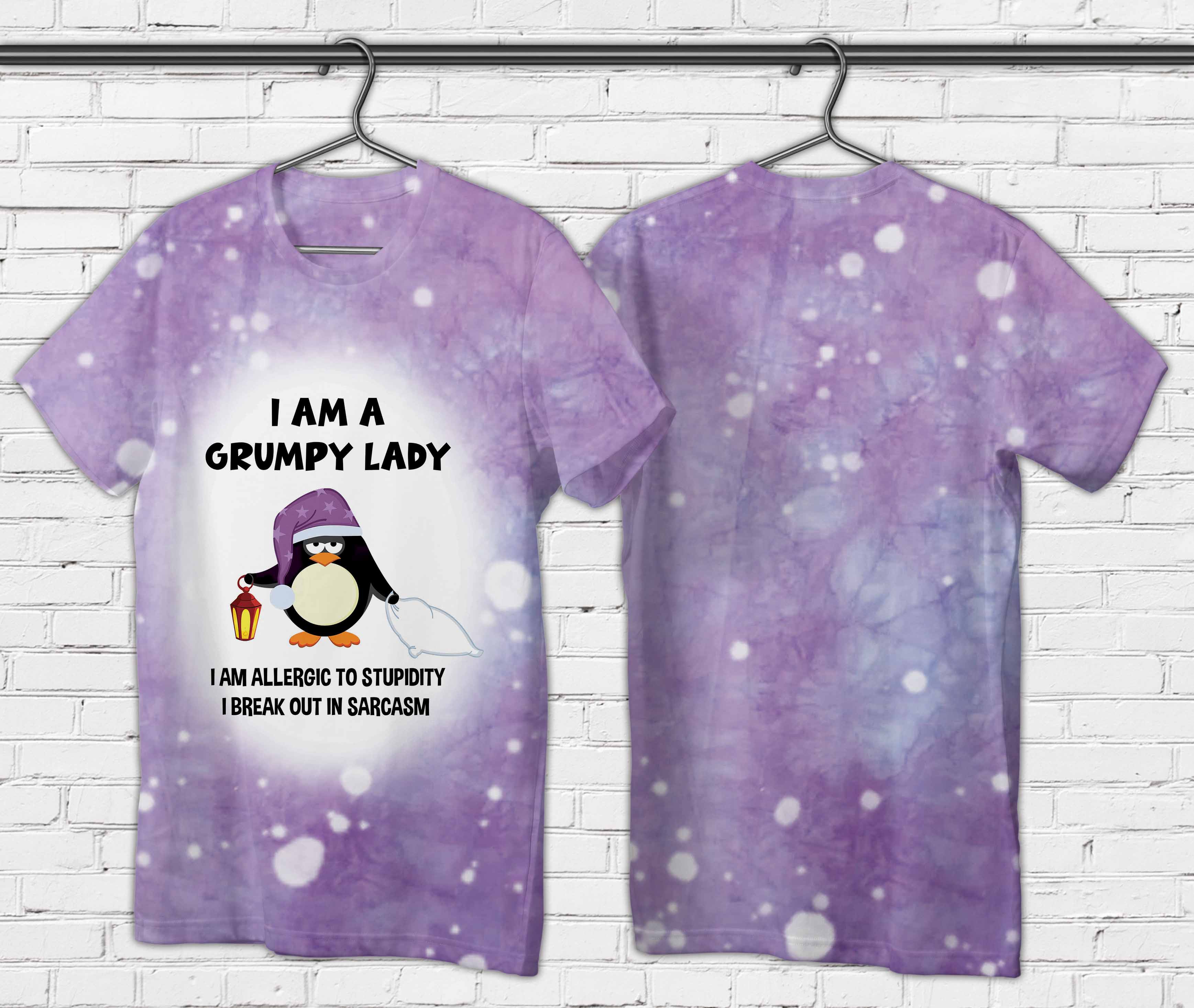 Penguin grumpy lady All Over Print T-shirt