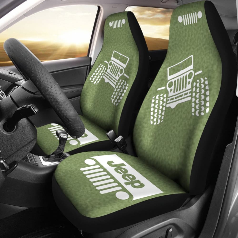 Jeep Offroad – Car Seat Cover Olivedrab White Coldpress Pattern 101819