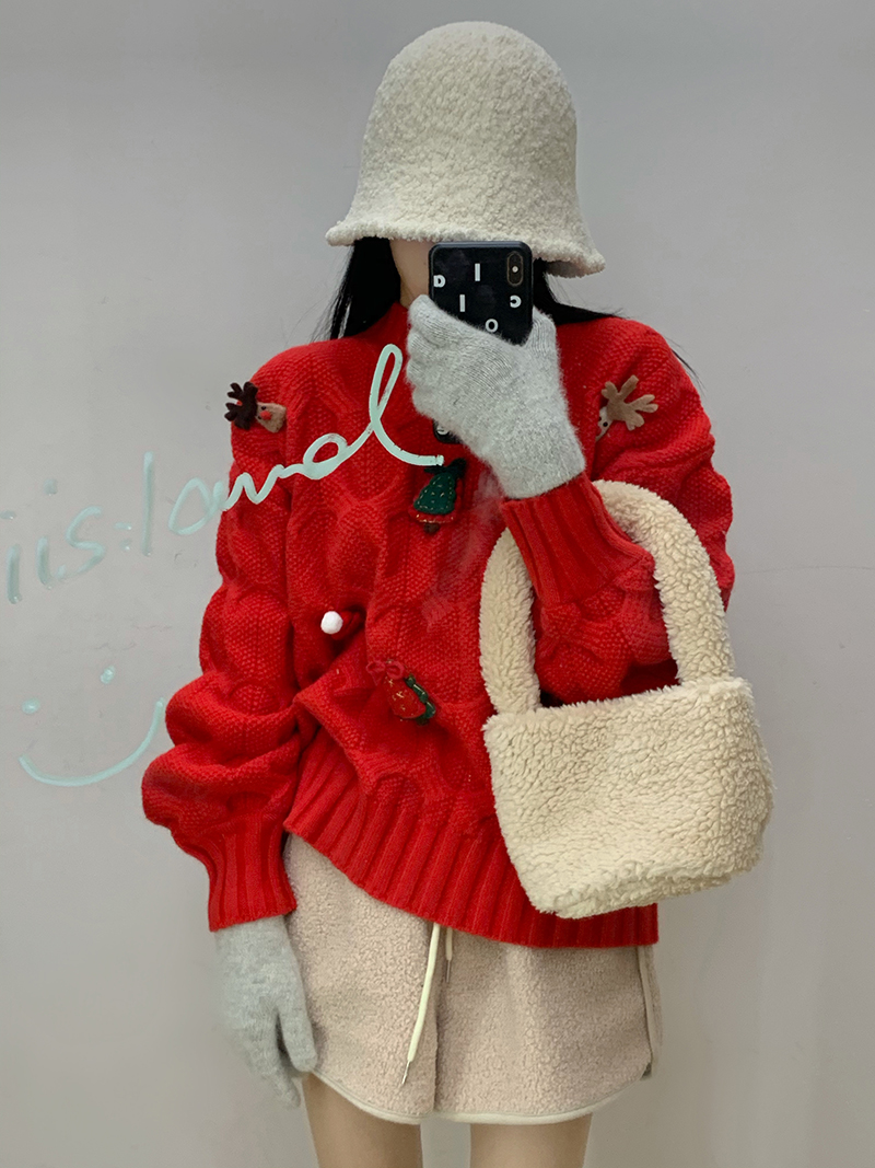 2022 Autumn Winter Bottoming Knitted Pullover Christmas Vintage Twist pullover New Fashion Loose Thickened Outer Wear Sweater alx