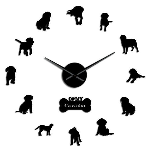 Dog Breed Labrador Retriever 3D Acrylic Diy Wall Clock Cavalier King Charles Spaniel