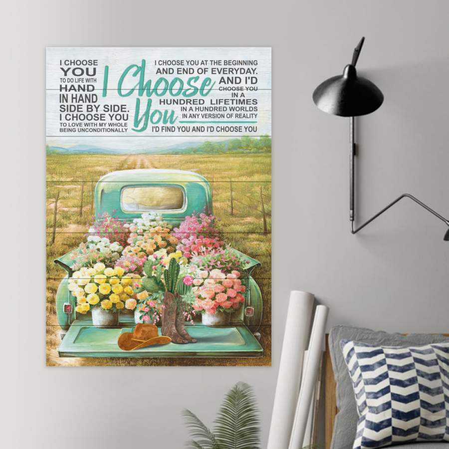 Country – Flowers On Truck – Poster