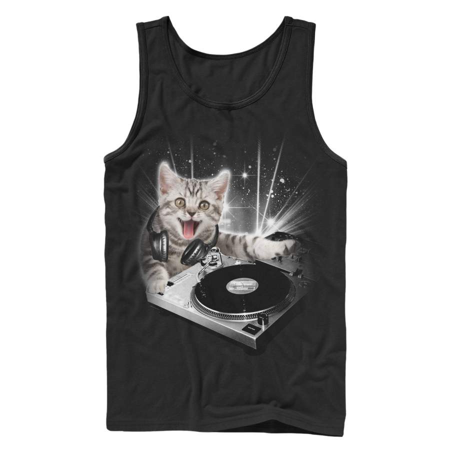 Lost Gods Men’s DJ Space Kitten  Tank Top Black