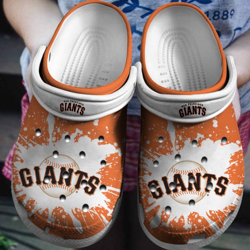 Giants Orange-White Clog Shoes Custom Name