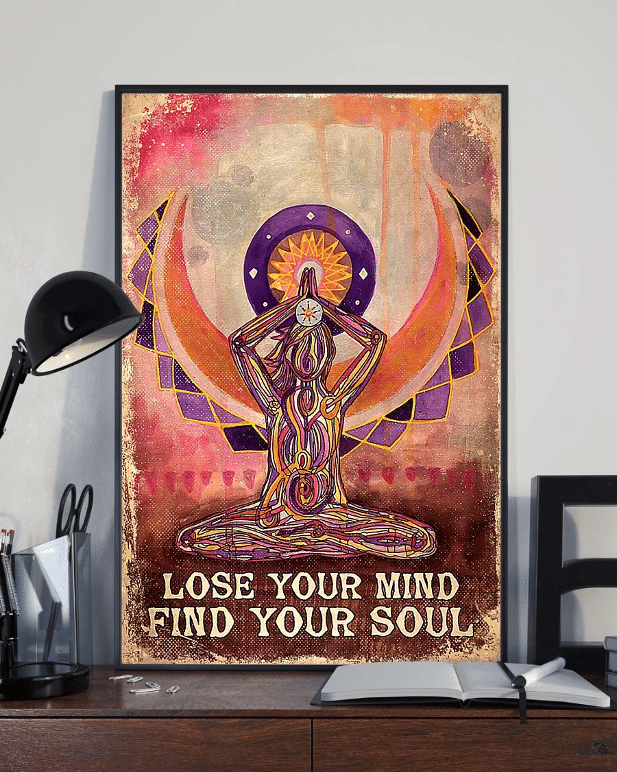 Yoga Loves Poster Canvas – Lose Your Mind Find Your Soul Vintage Home Decor Wall Art Evg80558