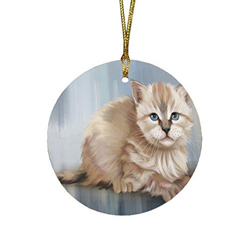 Seal Point Kitten Cat Round Christmas Ornament