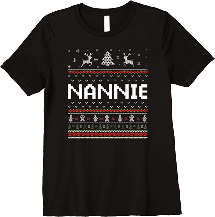 Womens Nannie Ugly Holiday Party Matching Ugly Christmas Sweater Premium T-Shirt