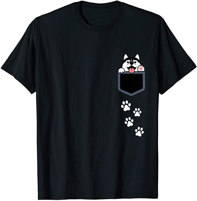 Siberian Husky In Pocket Cute Puppy Dog Lover Gift Apparel T-Shirt