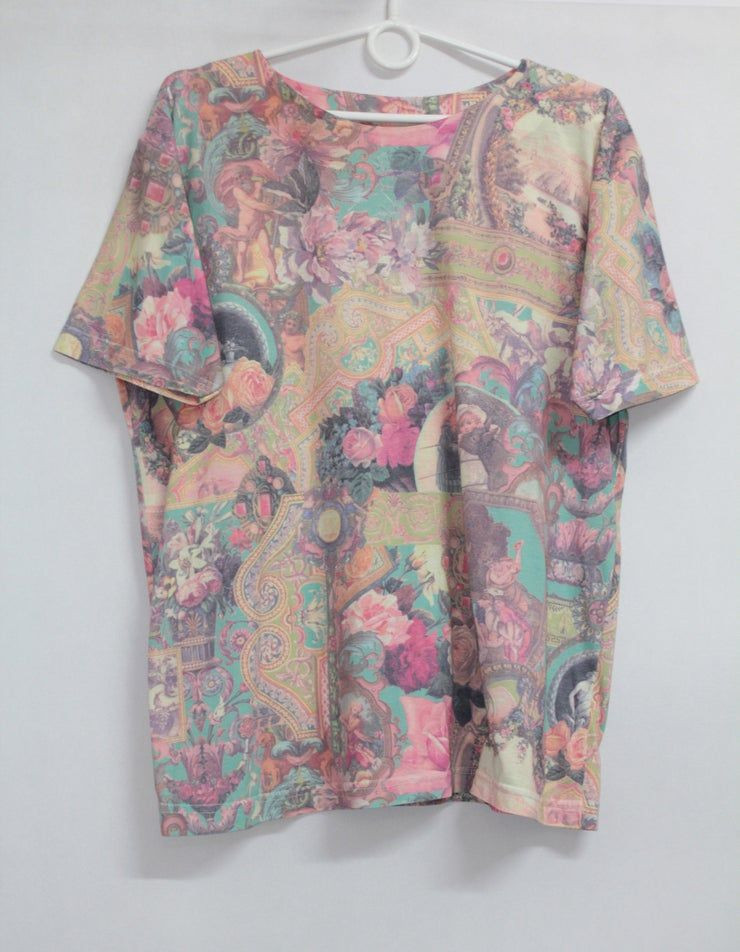 Vintage 90S Baroque Print Top Shirt