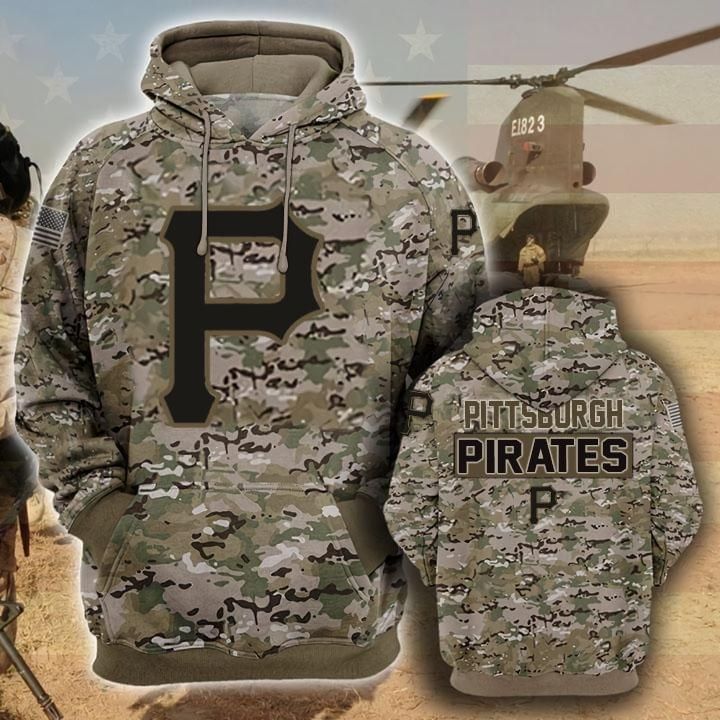 Pittsburgh Pirates Camouflage Veteran Unisex 3D Zip up Hoodie Jacket T-shirt