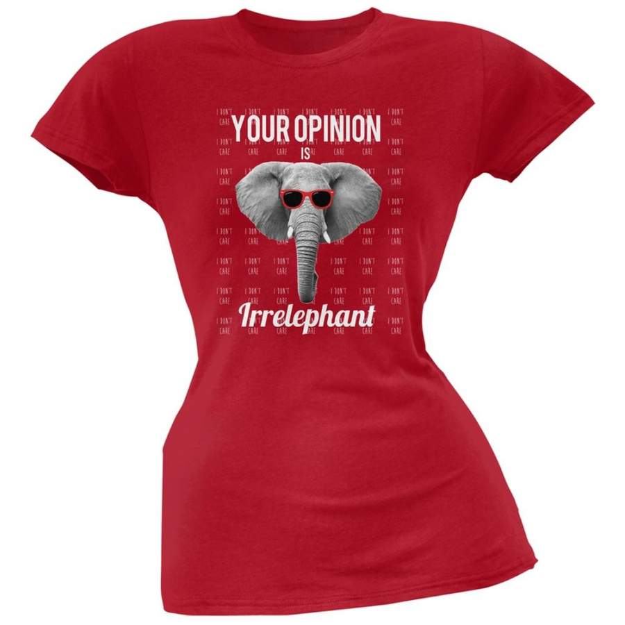 Paws – Elephant Your Opinion is Irrelephant Red Soft Juniors T-Shirt