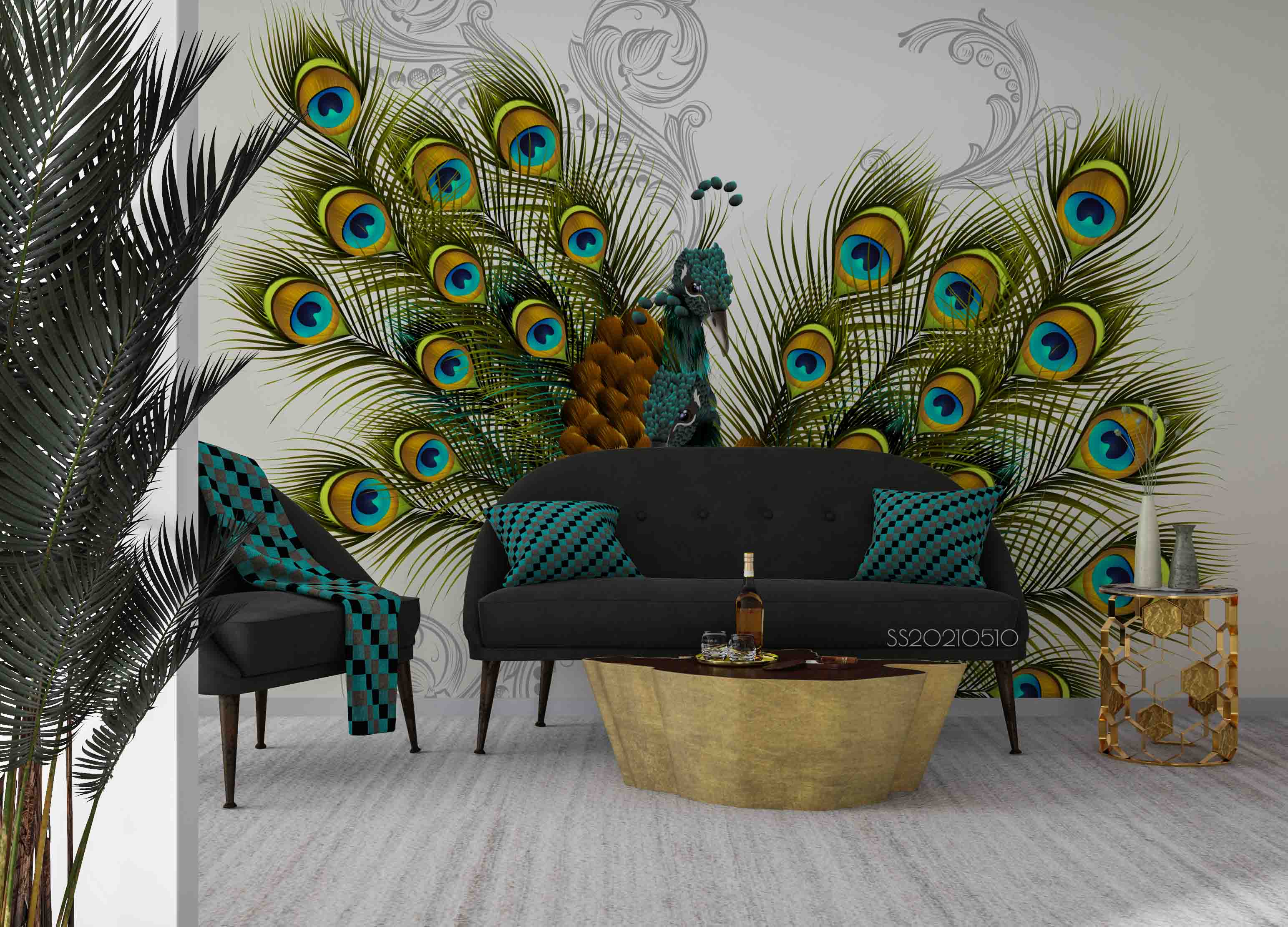 3D Green Animal Peacock Wall Mural Wallpaper Lqh 284