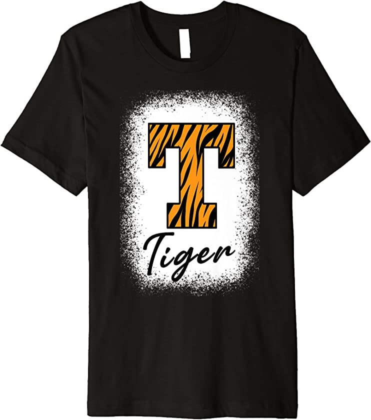 Bleached Football Tigers School Sports Fan Team Spirit Premium T-Shirt