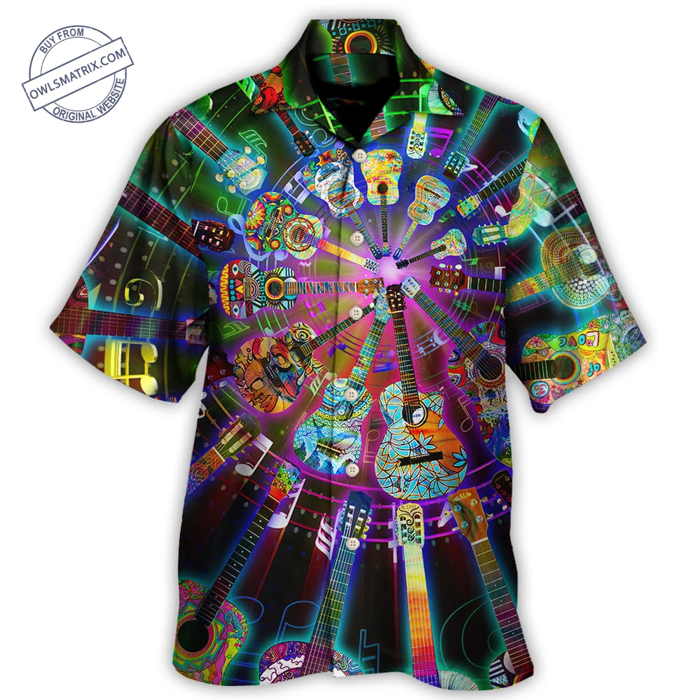 Hippie Funny Guitar Music Colorful Hawaii Shirt Ha96162