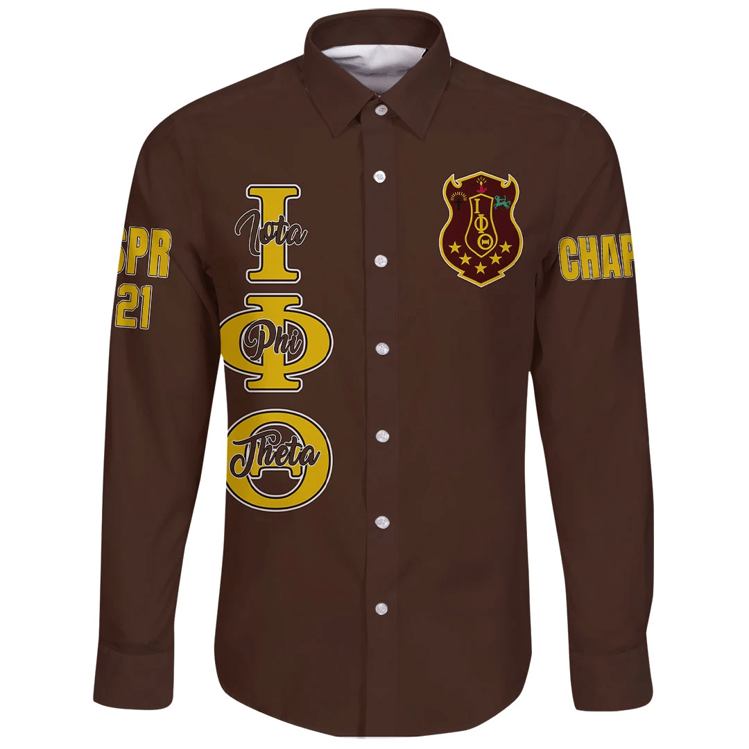 Wonderprint Shirt Personalized Iota Phi Theta Long Sleeve Button Shirt Lt10