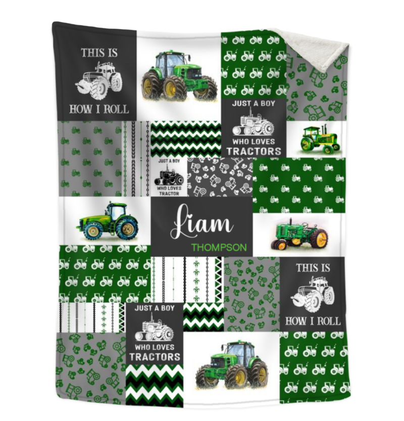 Just A Boy Who Loves Tractors Blanket, Custom Baby Blanket, Truck Blanket, Gift Blanket For Boys, Christmas Blanket