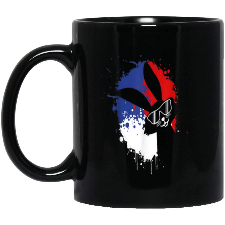 Easter Bunny and Graffiti Easter Egg American Flag Trending Mug 11 oz 15 oz Black Mug