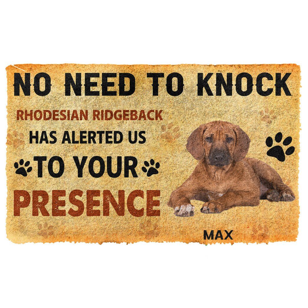 Gearhumans  Gearhuman 3D No Need To Knock Rhodesian Ridgeback Dog Custom Name Doormat