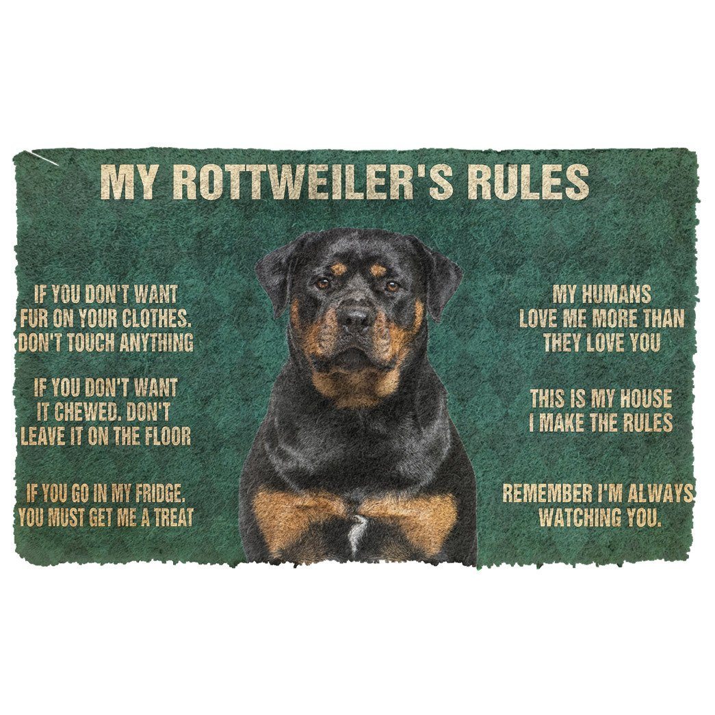 Gearhumans 3D Rottweiler’S Rules Doormat