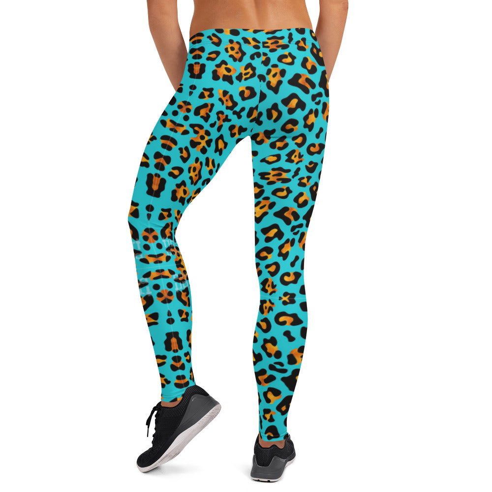 AQUA LEOPARD PRINT LEGGINGS