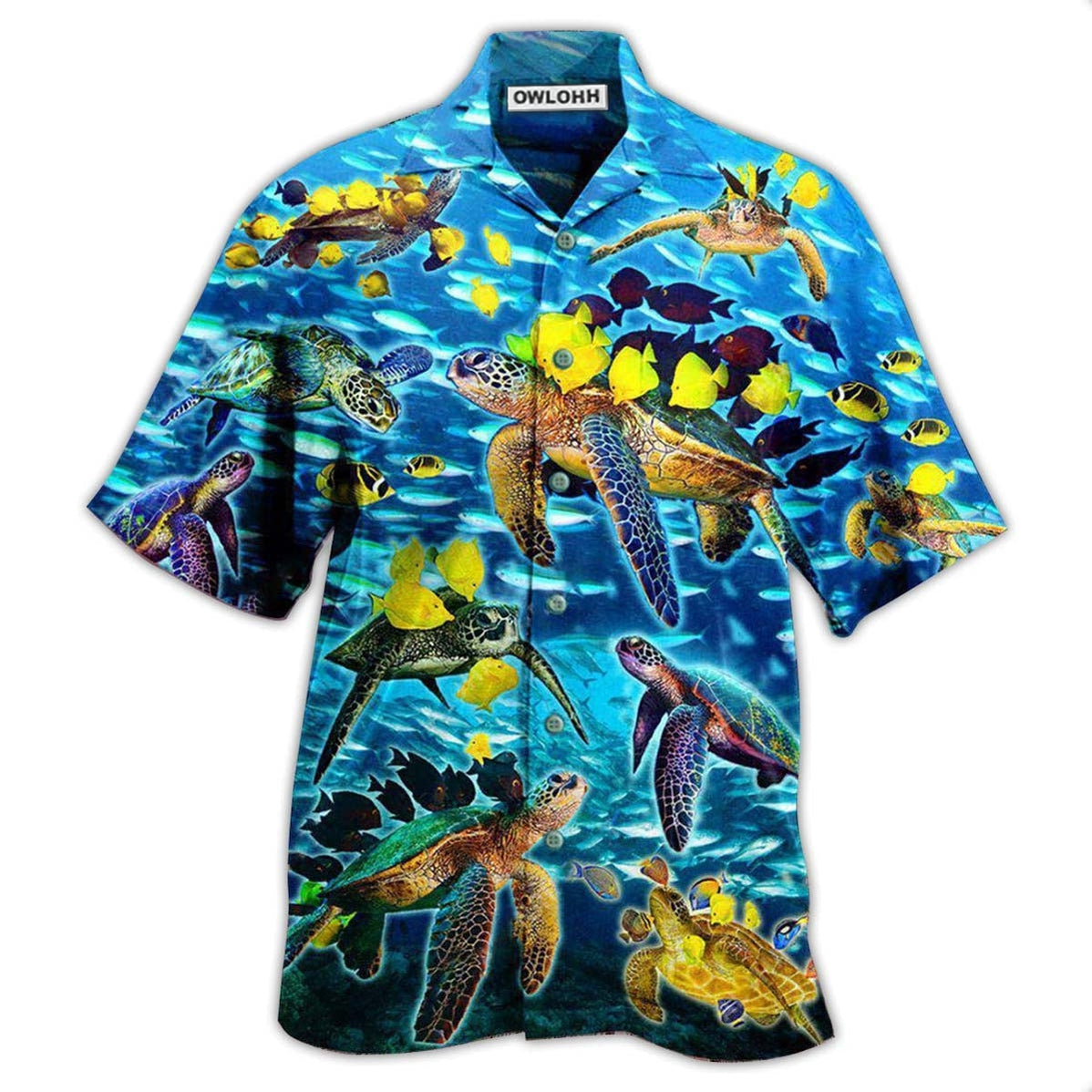 Turtle Go With The Flow Turtles And Fish Blue Ocean Hawaii Shirt Ha40744