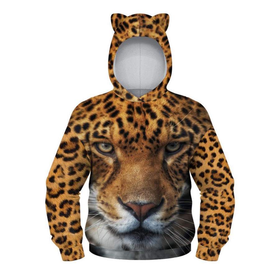 3D Print Tiger Hoodies Kids Long Sleeve Boys Girls Ear Hoodie Sweatshirts Autumn Winter Children Clothes Casual Pullovers Tops