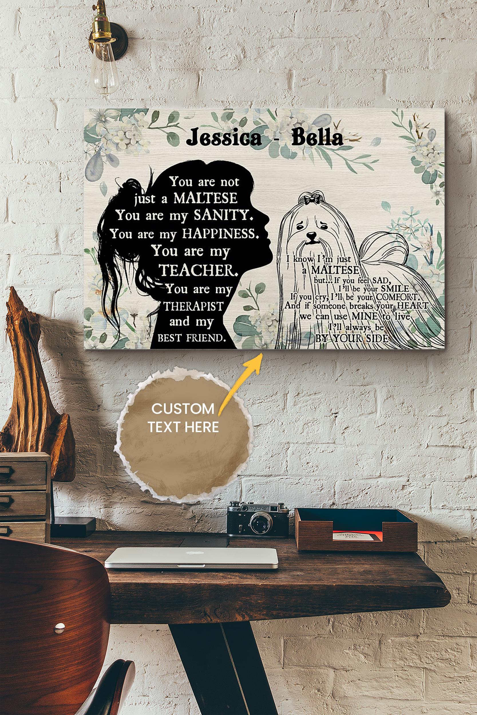 Maltese Girl Therapist Best Friend Personalized Poster – Animal Wall Art – Gift For Dog Lover Dog Foster Puppy Fan Wrapped Canvas