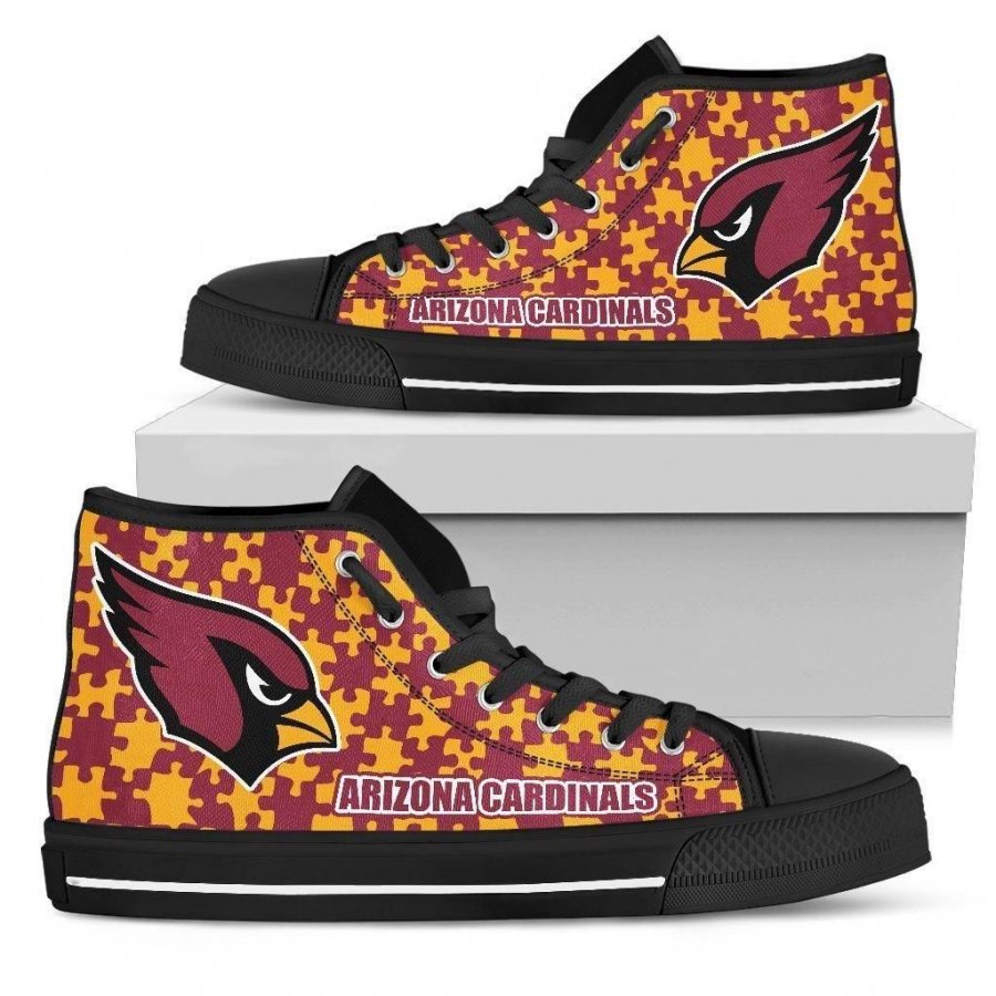 Puzzle Logo With Arizona Cardinals High Top Shoes #611