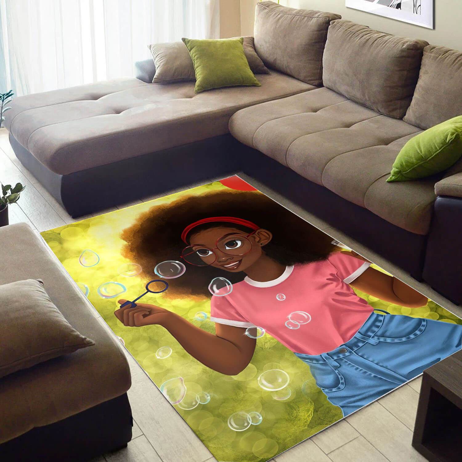 Afrocentric Area Rugs Beautiful Black Afro Lady African Carpet Afrocentric Home Decor WBG36360