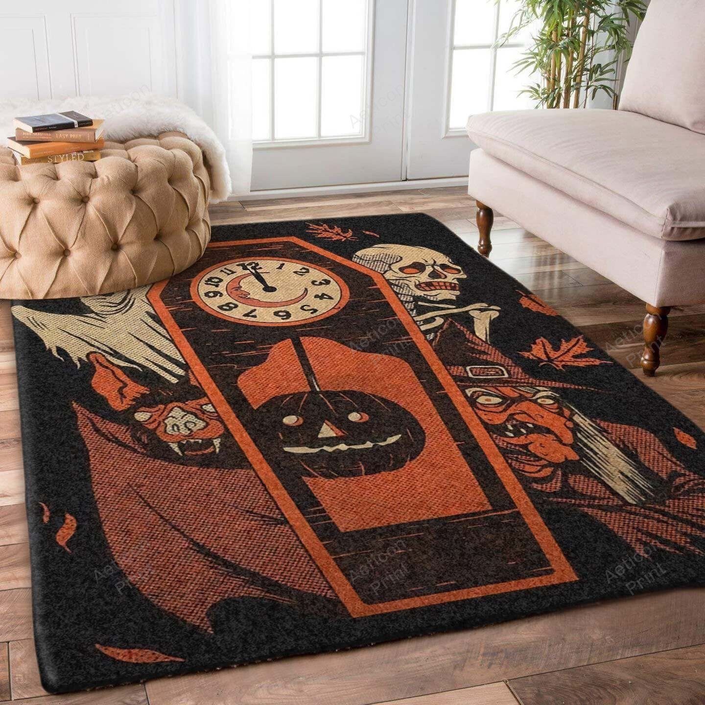 Halloween Scary Witch Pumpkin Dark Home Decor Area Rug Carpet Vintage Home Decor Gift Idea Carpet