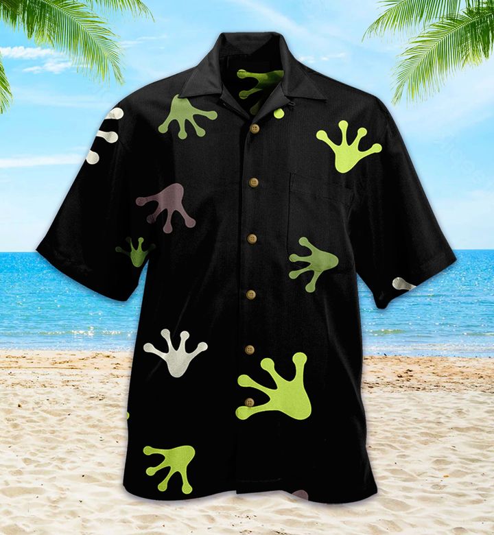 Frog Footprints Black Hawaii Shirt Ha46334