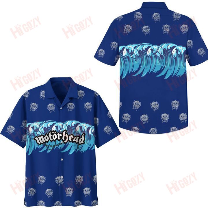 Beach Shirt Motorhead Blue Hawaii Aloha Logo Short Sleeve Ha13768