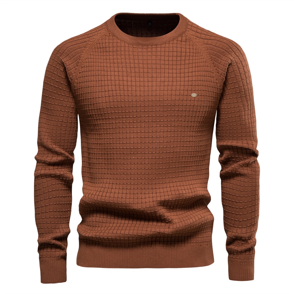 AIOPESON 100% Cotton Men Sweaters Soild Color O-neck High Quality Mesh Pullovers Male New Winter Autumn Basic Sweaters for Men alx