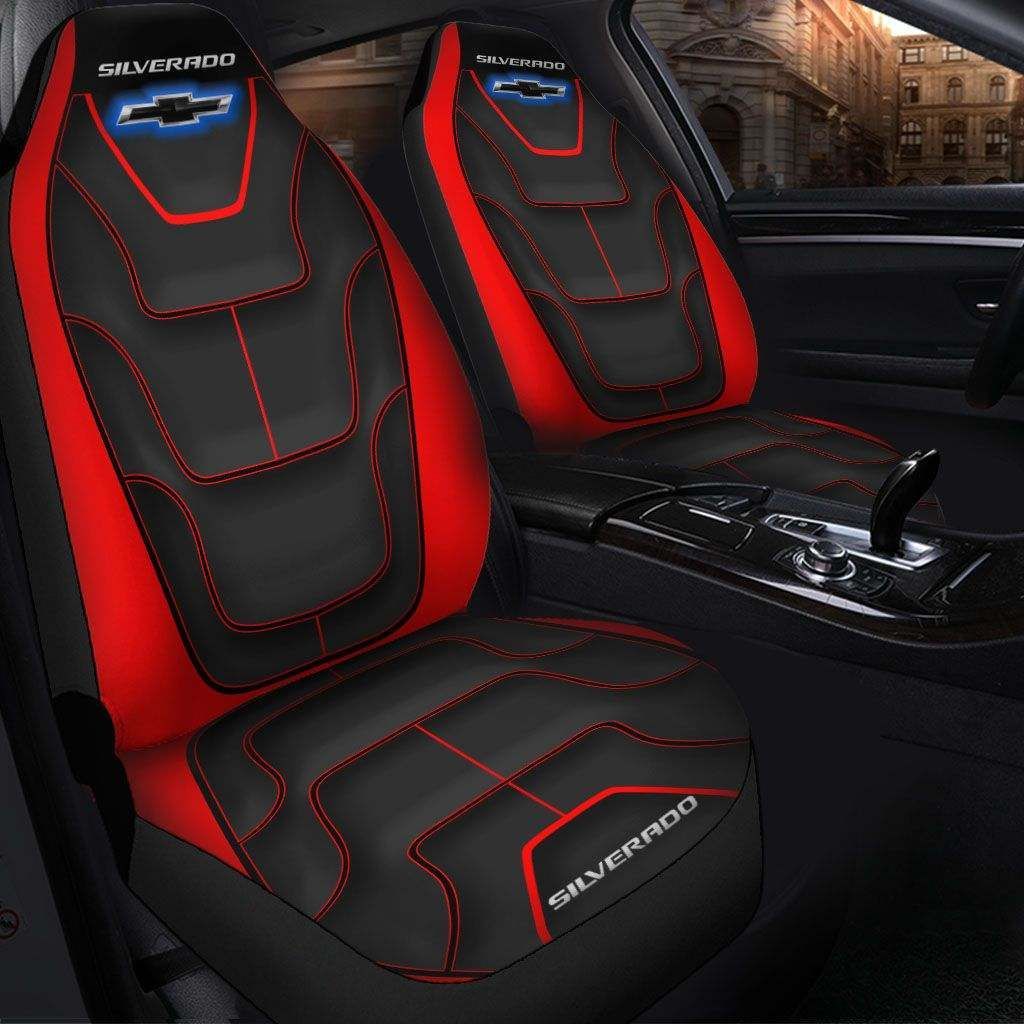 Chevrolet Silverado Tin-Lt Car Seat Cover (Set Of 2) Ver 2 (Red)