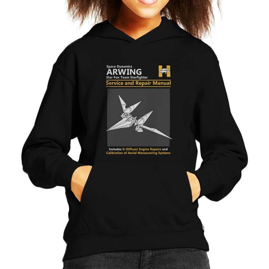 Star Fox Arwing Service And Repair Manual Kid’s Hooded Sweatshirt