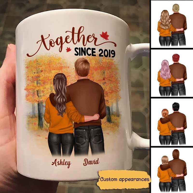 Fall Season Couple Back View Together Since Personalized Mug