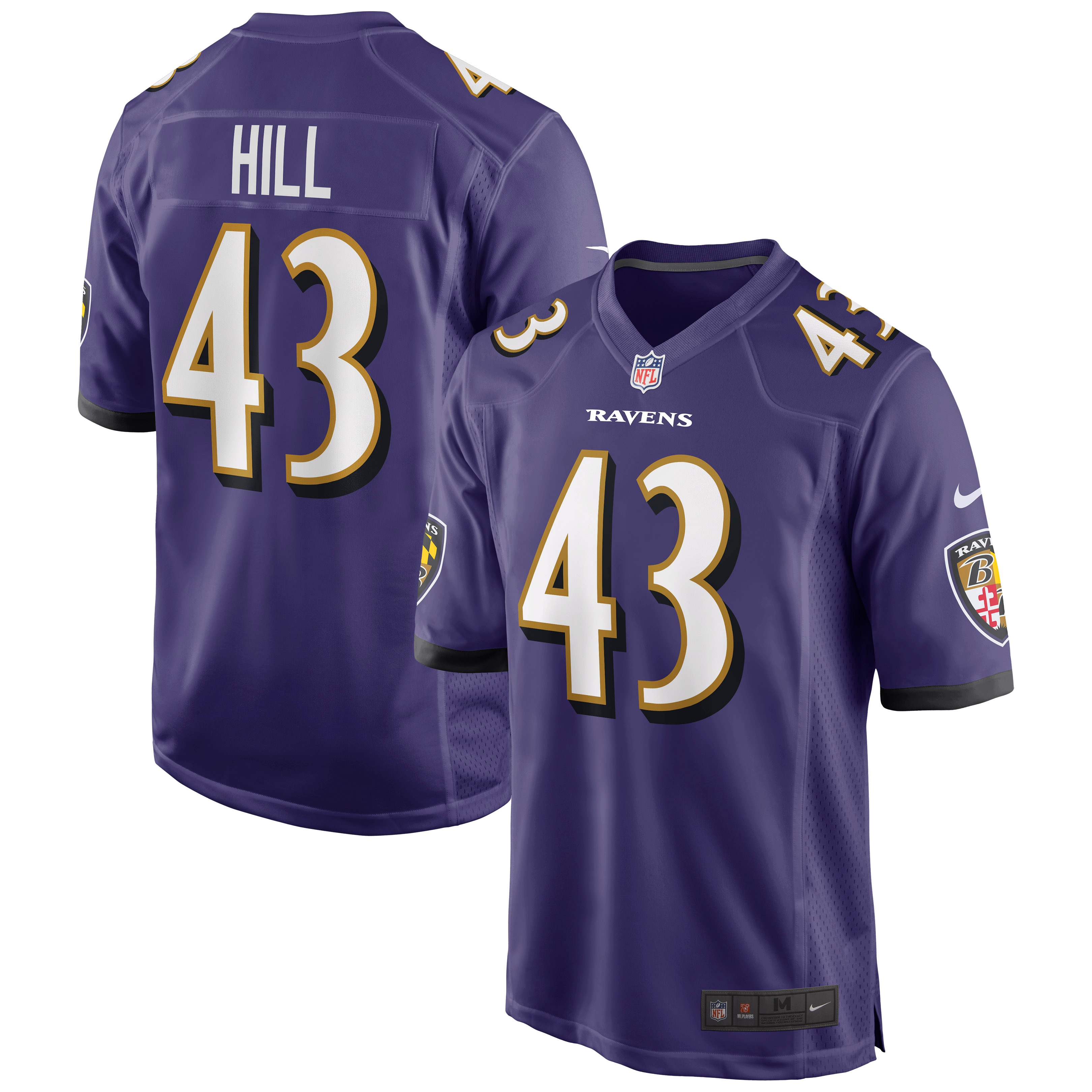 Justice Hill Baltimore Ravens Game Jersey – Purple