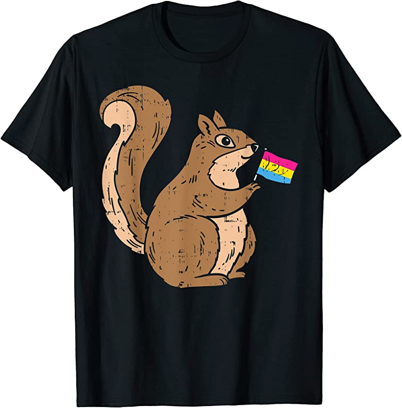 Squirrel Pansexual Flag Pan Pride LGBT Animal Lover Gift T-Shirt