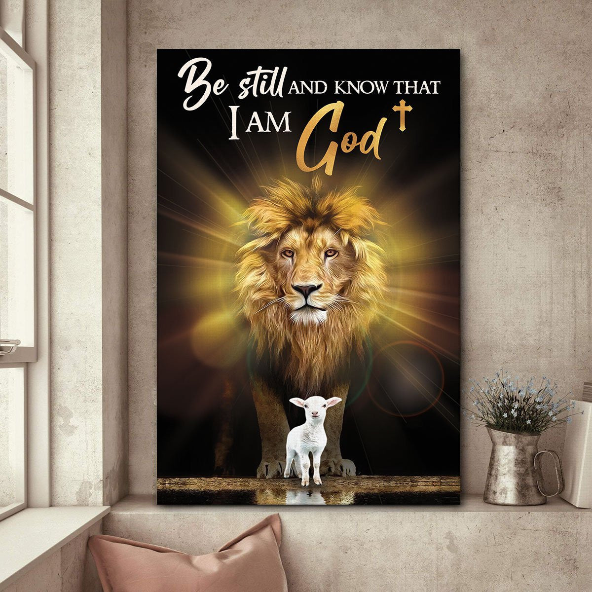 Be Still And Know That I Am God – Lion And Lamp Canvas Ha292 Gift For Family, Wall Art Decor, Canvas Print, Home Decor