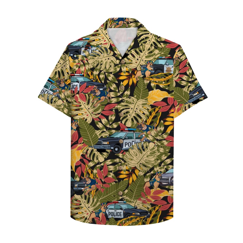 Police Hawaii Aloha Shirt With Car And Dog 2 Ha28579