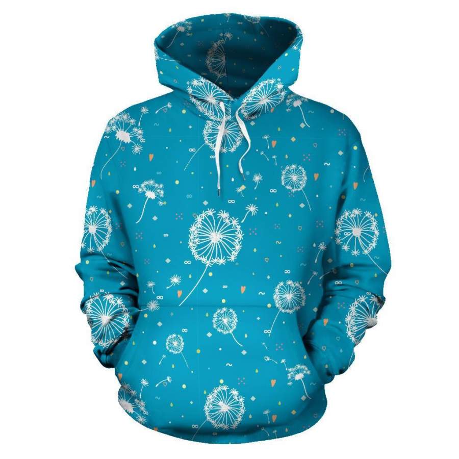 Dandelion Blue Pattern Print Men Women Pullover Hoodie